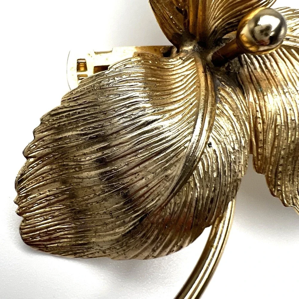 Hobe Gold Tone Flower Hair Clip French Barrette MCM Vintage RARE Please Read